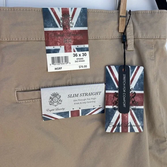 English Laundry Pants Khaki 36X30 Slim Straight Mens NWT - Picture 3 of 5